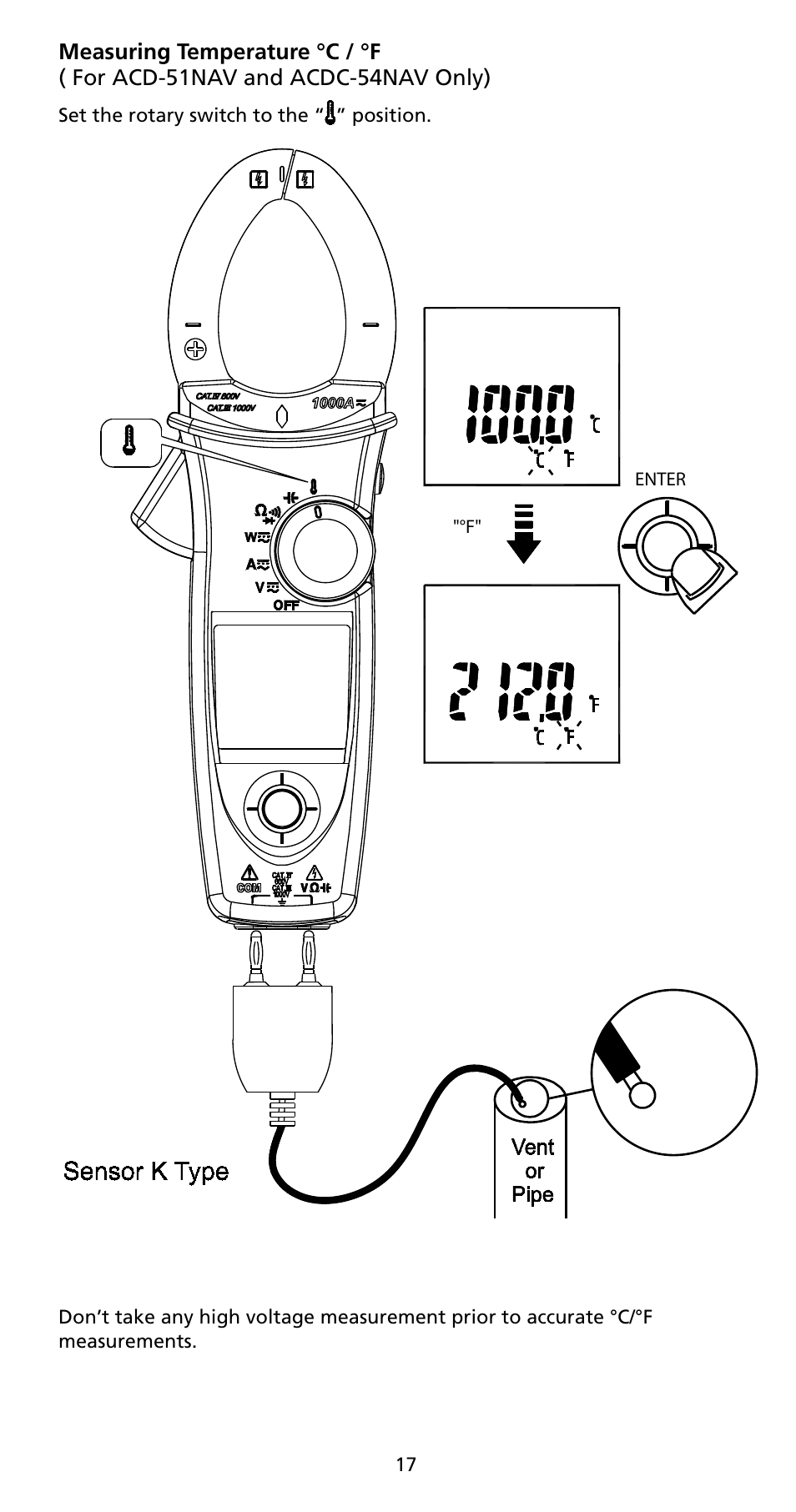 Amprobe ACD-50NAV ACD-51NAV ACDC-52NAV ACD-53NAV ACD-54NAV Navigator-Clamps User Manual | Page 23 / 36