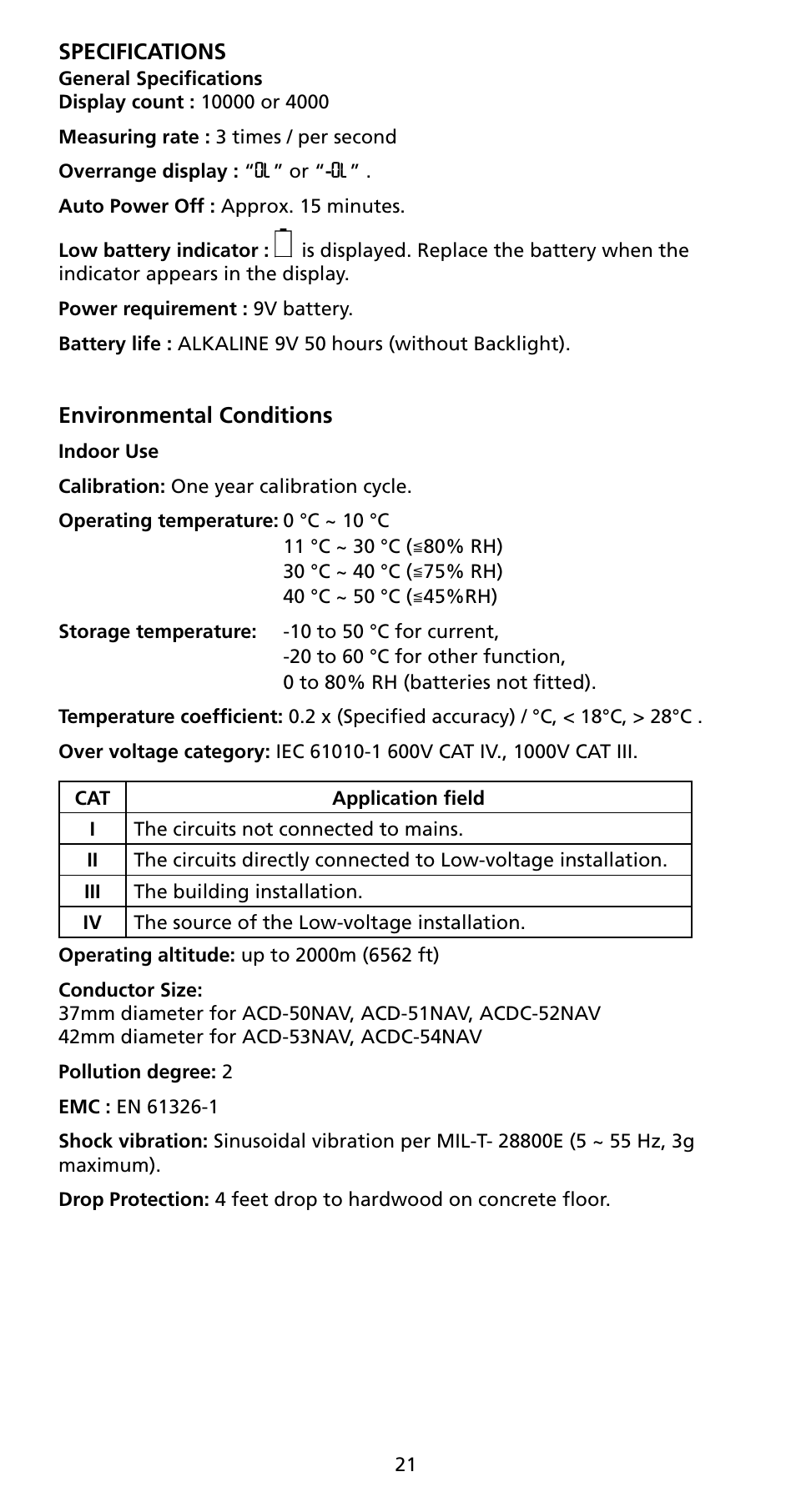 Amprobe ACD-50NAV ACD-51NAV ACDC-52NAV ACD-53NAV ACD-54NAV Navigator-Clamps User Manual | Page 27 / 36