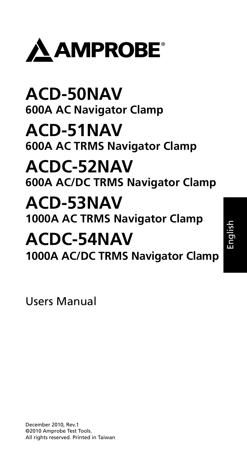 Acd-50nav, Acd-51nav, Acdc-52nav | Acd-53nav, Acdc-54nav | Amprobe ACD-50NAV ACD-51NAV ACDC-52NAV ACD-53NAV ACD-54NAV Navigator-Clamps User Manual | Page 3 / 36