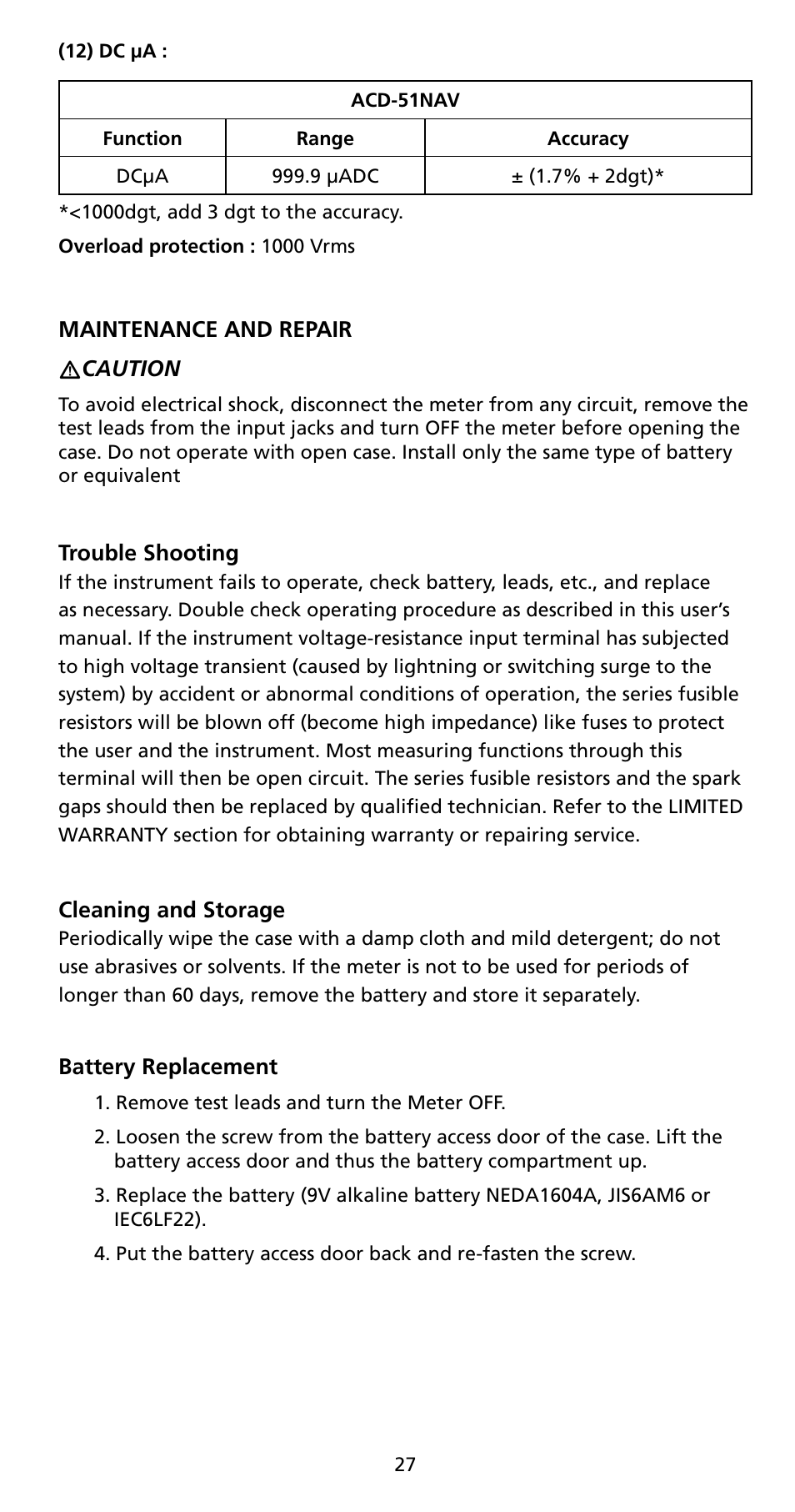 Amprobe ACD-50NAV ACD-51NAV ACDC-52NAV ACD-53NAV ACD-54NAV Navigator-Clamps User Manual | Page 33 / 36