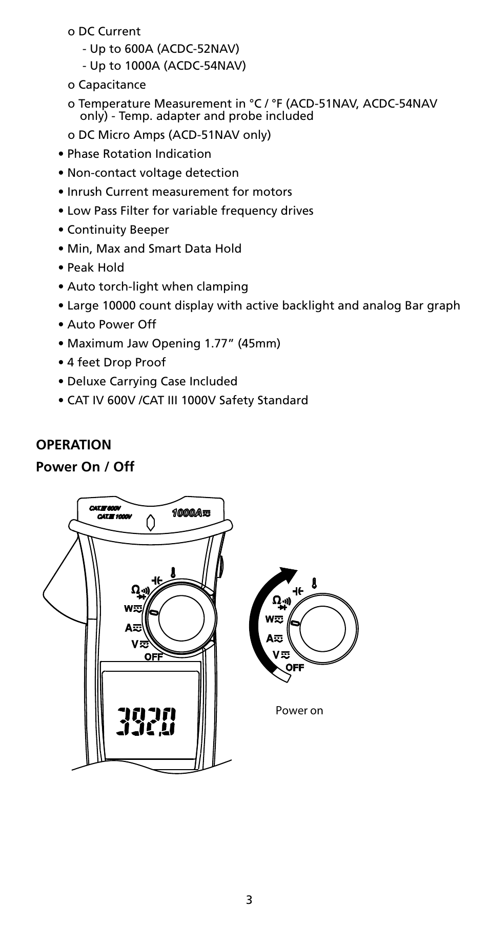 Amprobe ACD-50NAV ACD-51NAV ACDC-52NAV ACD-53NAV ACD-54NAV Navigator-Clamps User Manual | Page 9 / 36