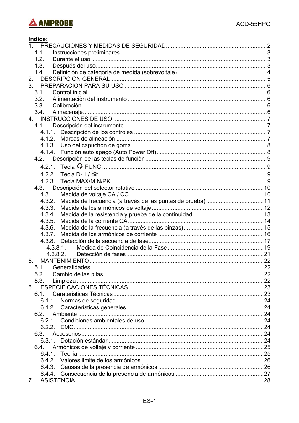 Amprobe ACD-55HPQ Clamp-Meter User Manual | Page 34 / 62