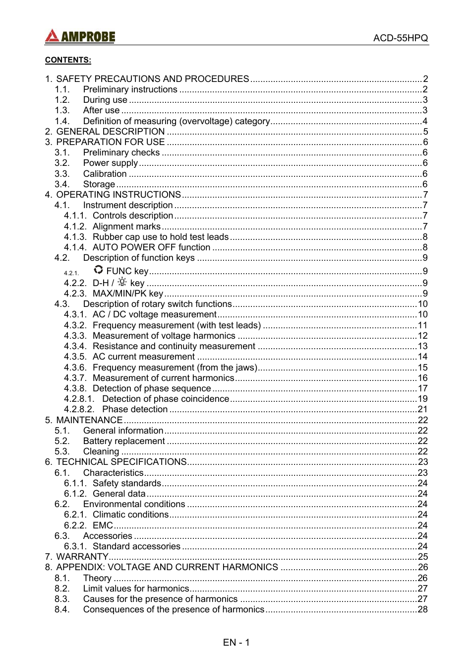 Amprobe ACD-55HPQ Clamp-Meter User Manual | Page 5 / 62