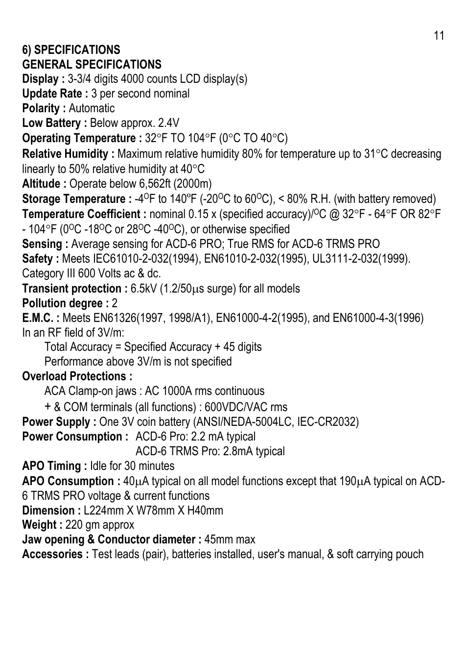 Amprobe ACD-6-PRO Clamp-On-Multimeters User Manual | Page 12 / 15