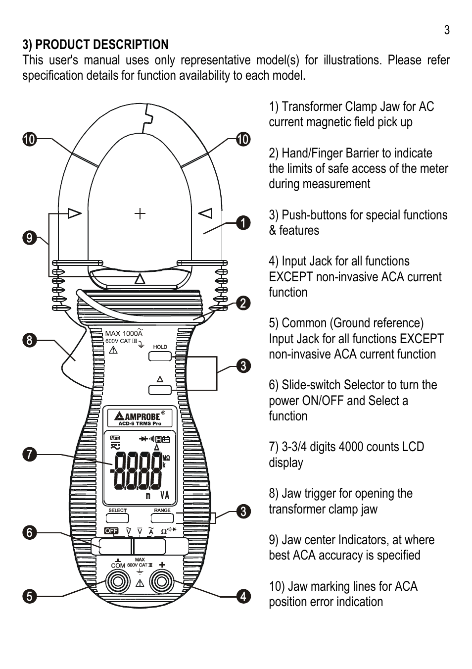 Amprobe ACD-6-PRO Clamp-On-Multimeters User Manual | Page 4 / 15