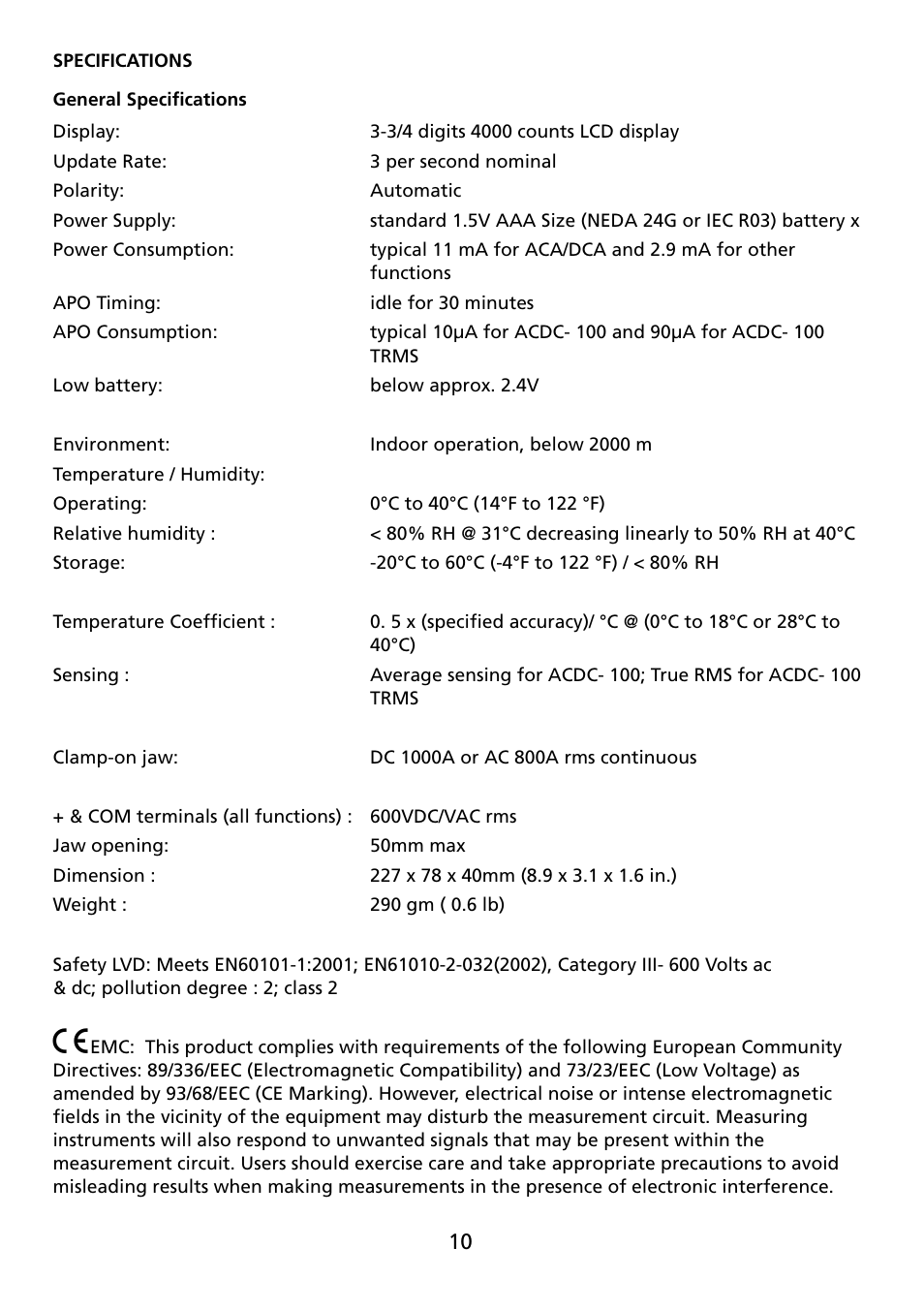 Amprobe ACDC-100 Clamp-On-Multimeters User Manual | Page 11 / 97