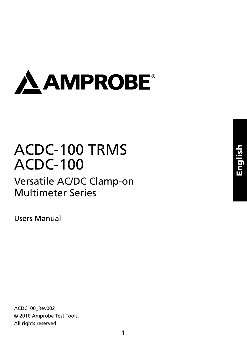 Amprobe ACDC-100 Clamp-On-Multimeters User Manual | Page 2 / 97