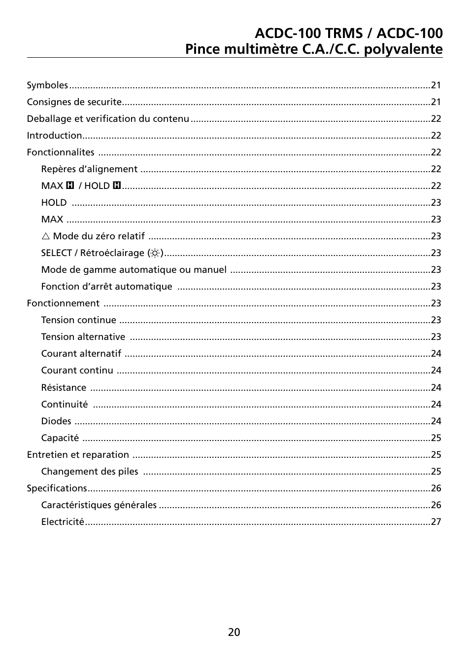 Amprobe ACDC-100 Clamp-On-Multimeters User Manual | Page 21 / 97