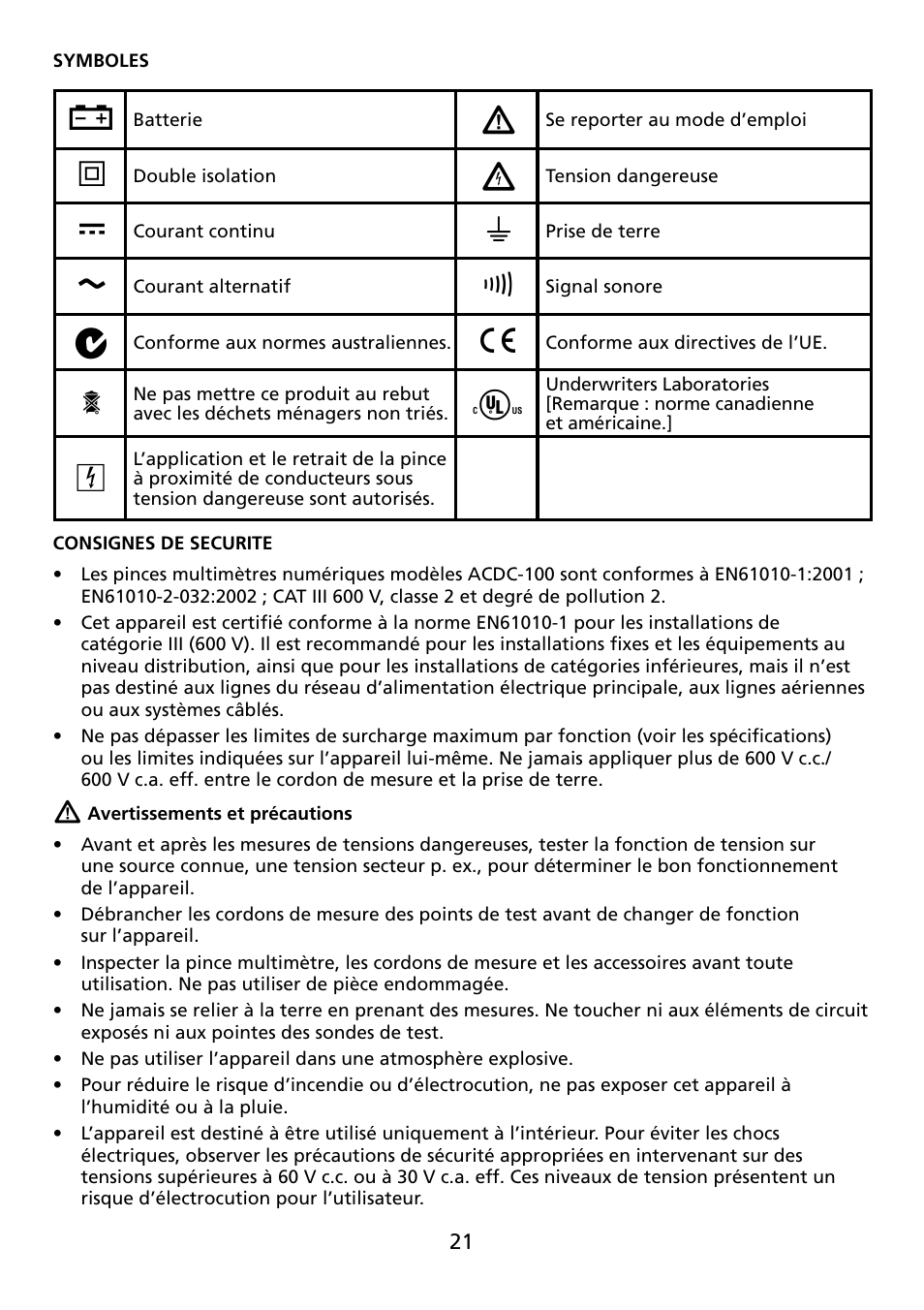Amprobe ACDC-100 Clamp-On-Multimeters User Manual | Page 22 / 97