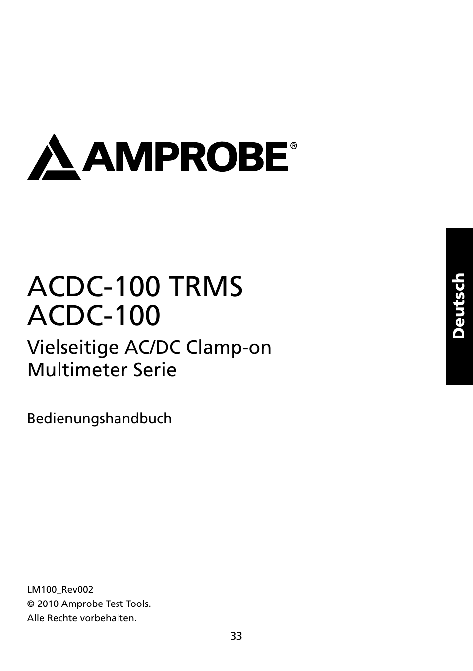 Amprobe ACDC-100 Clamp-On-Multimeters User Manual | Page 34 / 97