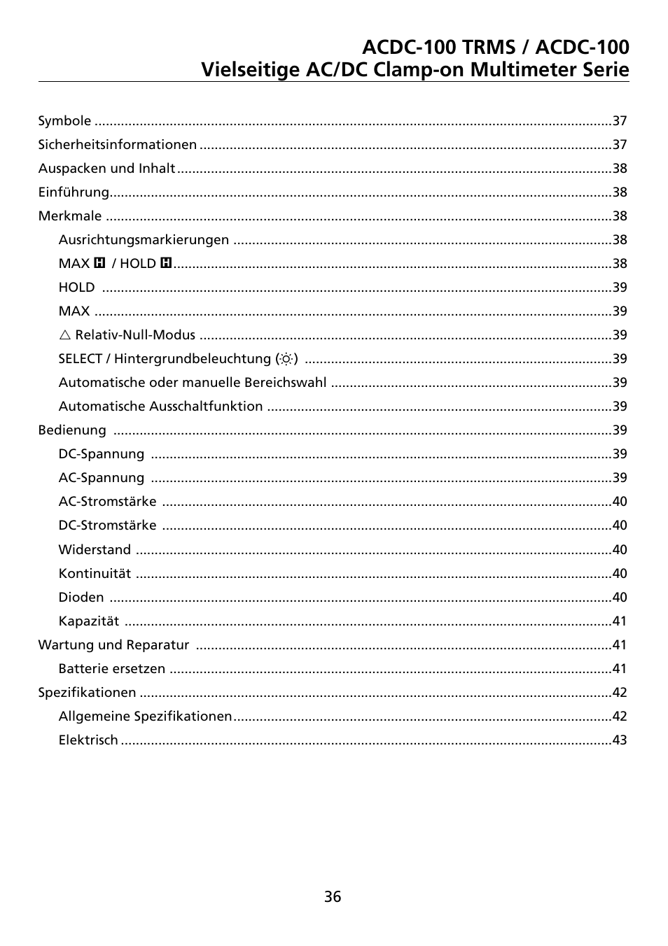 Amprobe ACDC-100 Clamp-On-Multimeters User Manual | Page 37 / 97