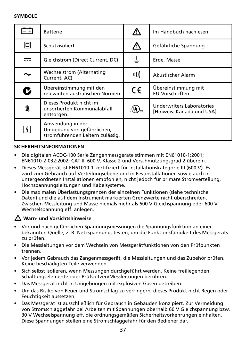 Amprobe ACDC-100 Clamp-On-Multimeters User Manual | Page 38 / 97