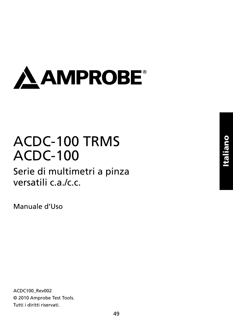 Amprobe ACDC-100 Clamp-On-Multimeters User Manual | Page 50 / 97