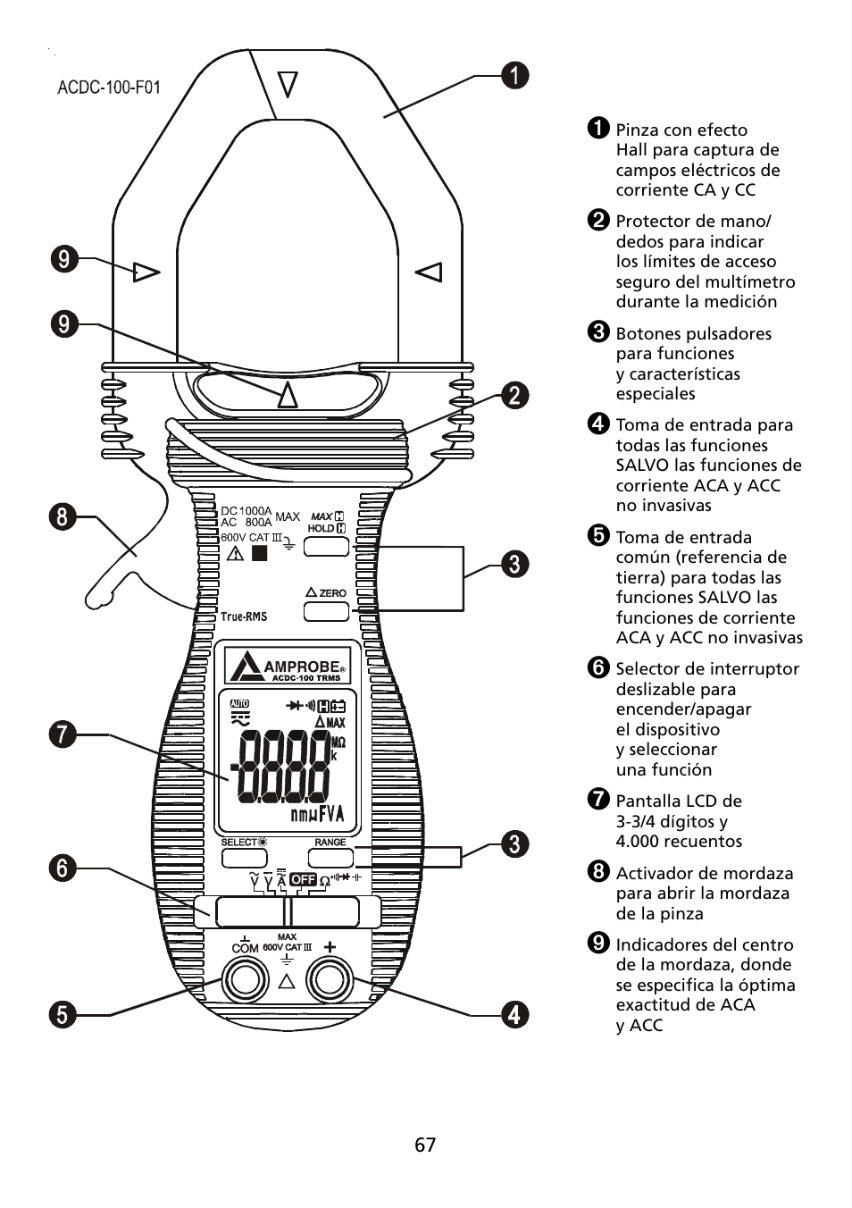 Amprobe ACDC-100 Clamp-On-Multimeters User Manual | Page 68 / 97