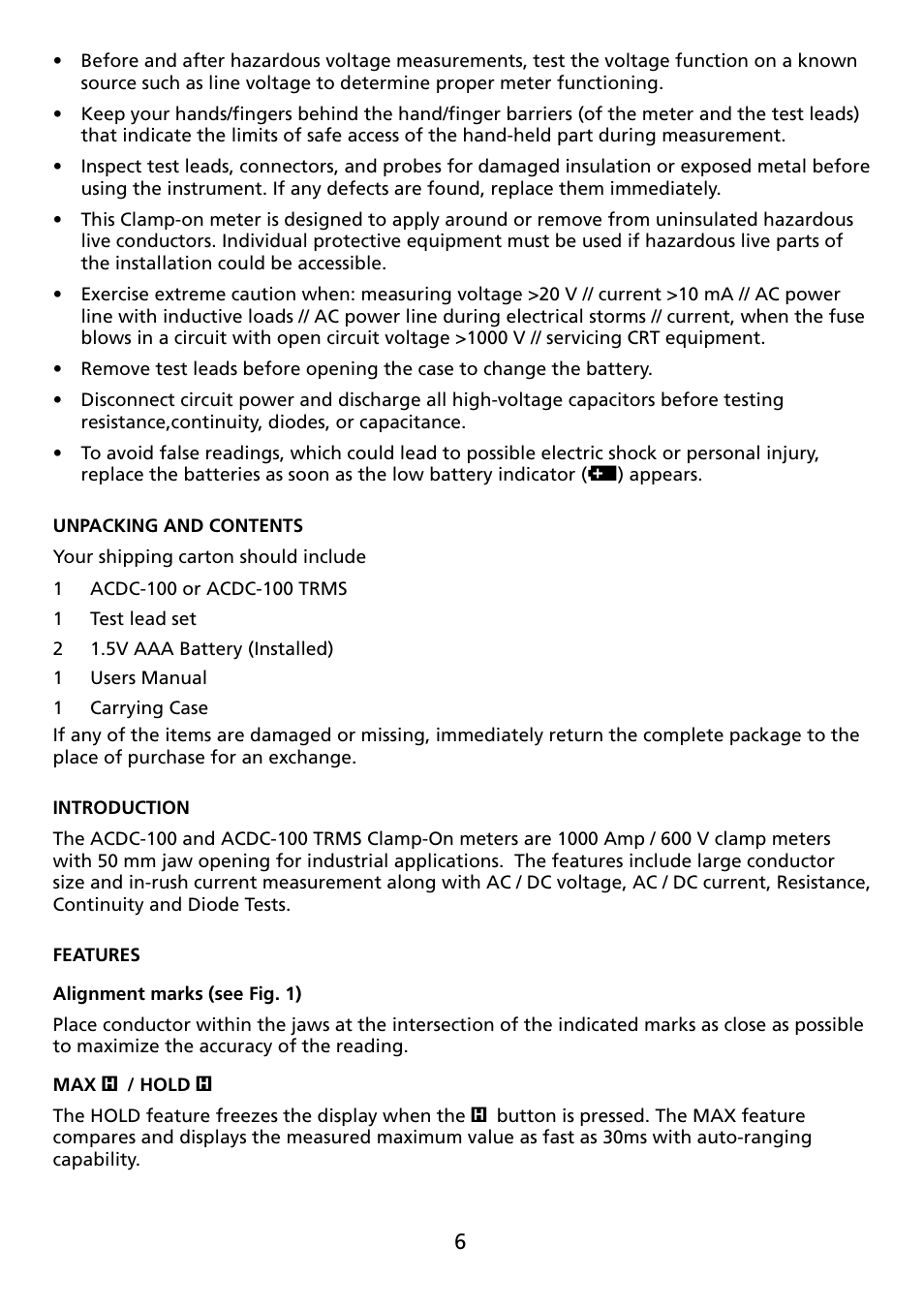 Amprobe ACDC-100 Clamp-On-Multimeters User Manual | Page 7 / 97