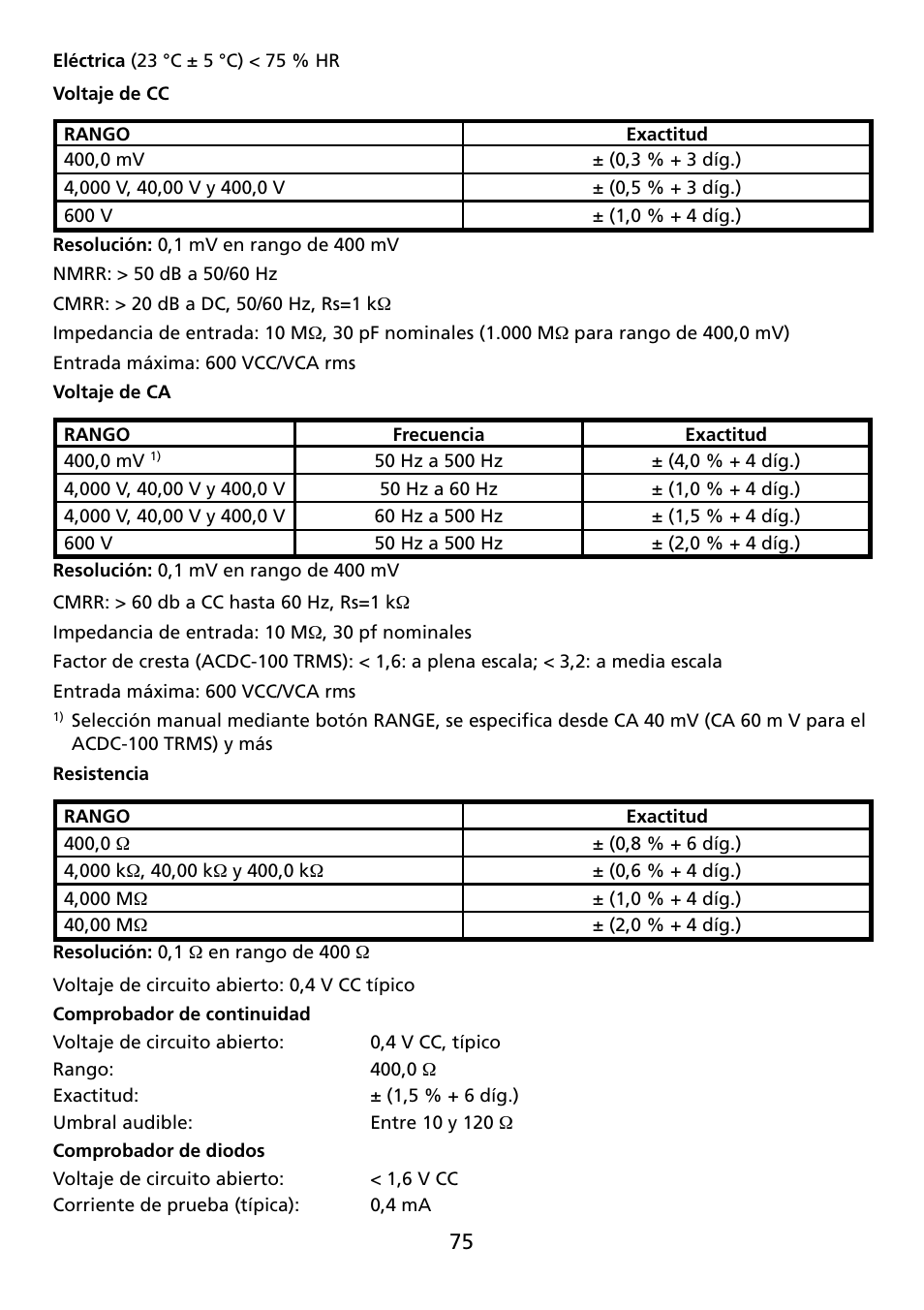 Amprobe ACDC-100 Clamp-On-Multimeters User Manual | Page 76 / 97