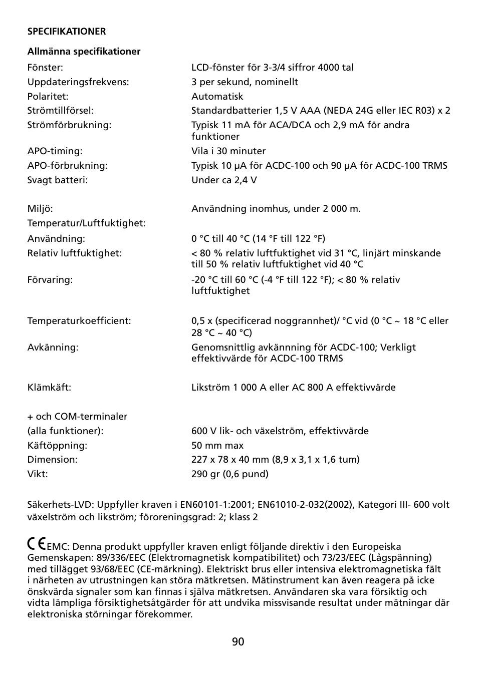 Amprobe ACDC-100 Clamp-On-Multimeters User Manual | Page 91 / 97