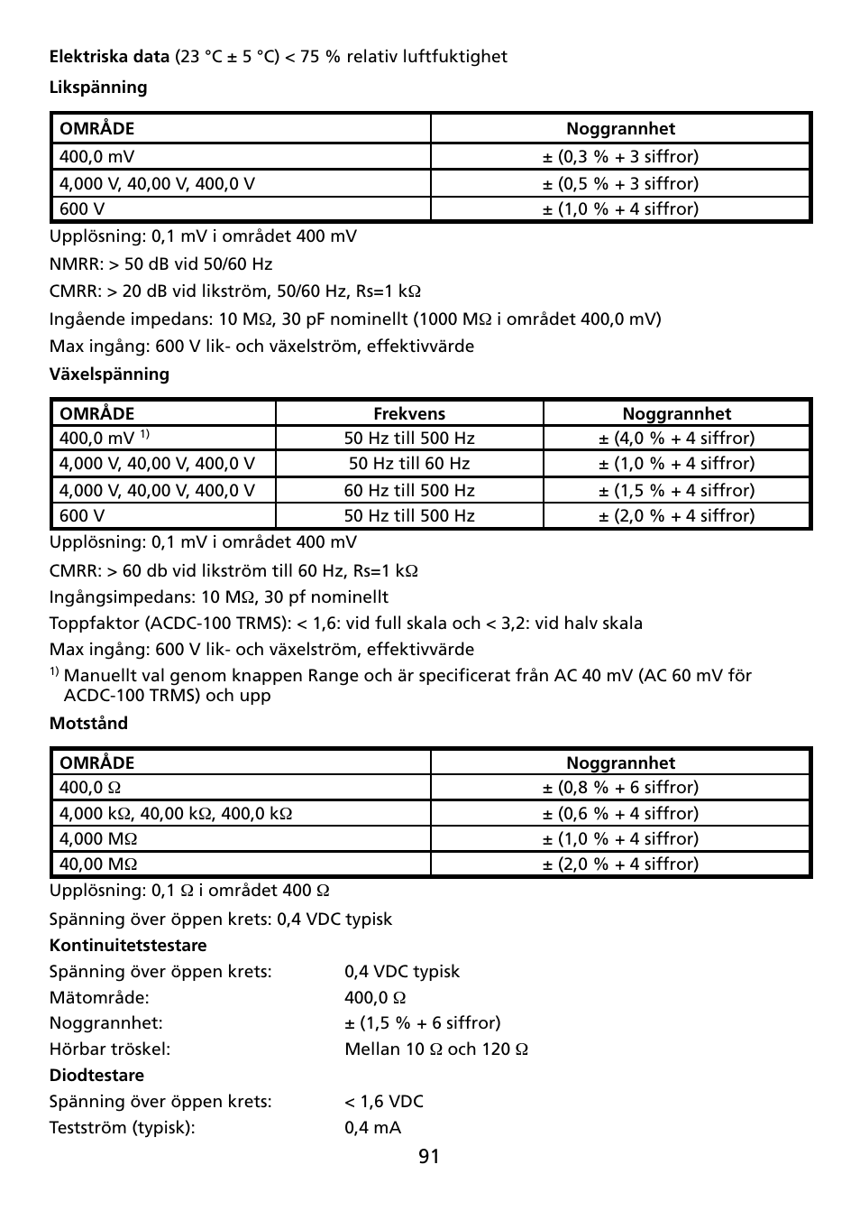 Amprobe ACDC-100 Clamp-On-Multimeters User Manual | Page 92 / 97