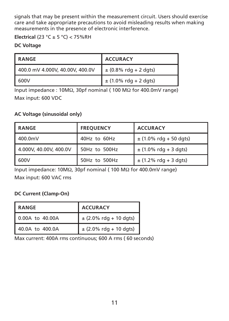 Amprobe ACDC-400 Digital-Clamp-On-Multimeter User Manual | Page 12 / 98