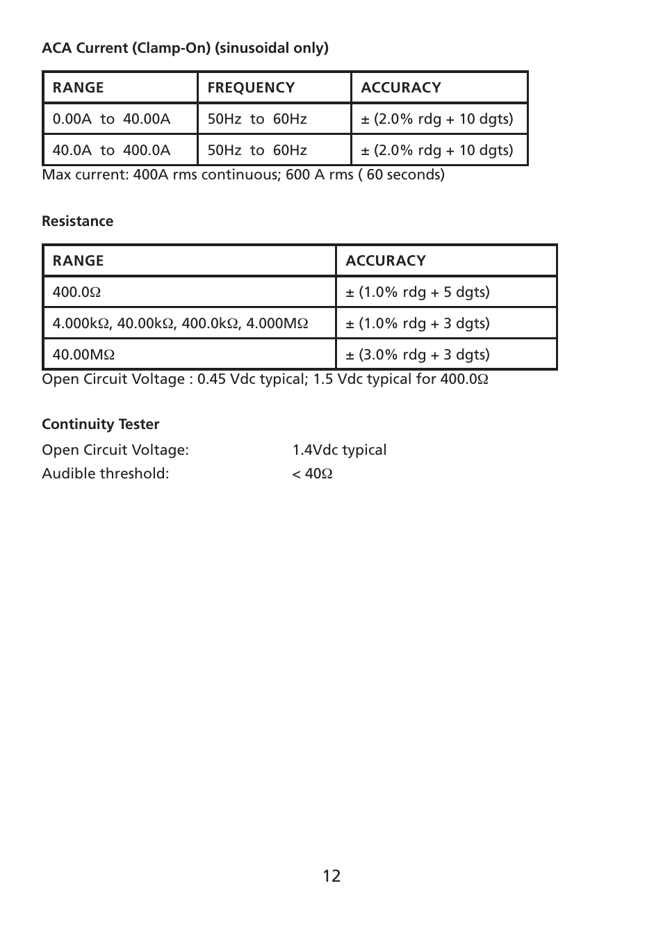 Amprobe ACDC-400 Digital-Clamp-On-Multimeter User Manual | Page 13 / 98