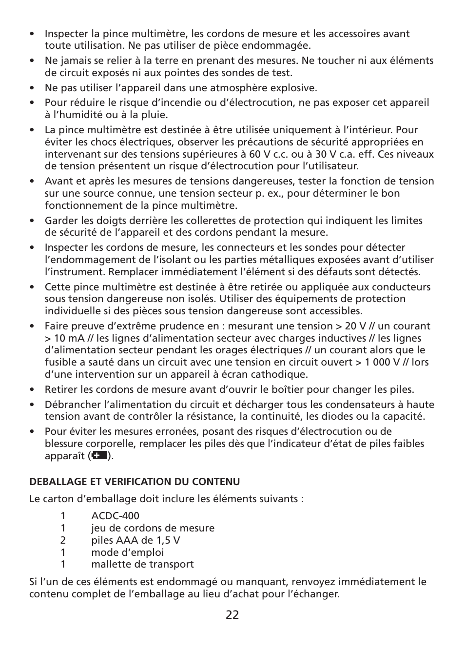 Amprobe ACDC-400 Digital-Clamp-On-Multimeter User Manual | Page 23 / 98