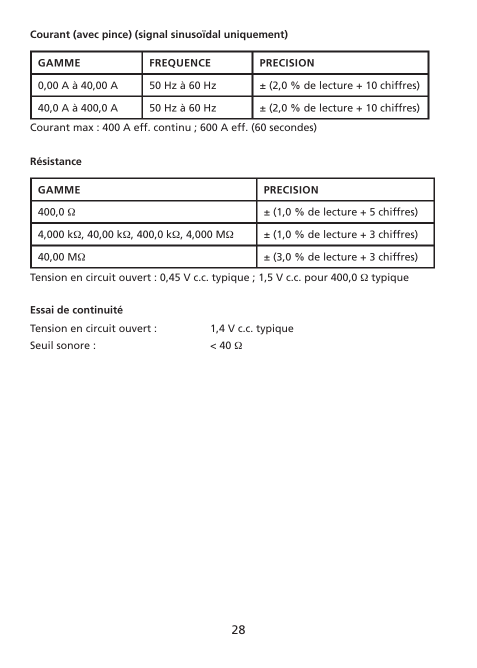 Amprobe ACDC-400 Digital-Clamp-On-Multimeter User Manual | Page 29 / 98