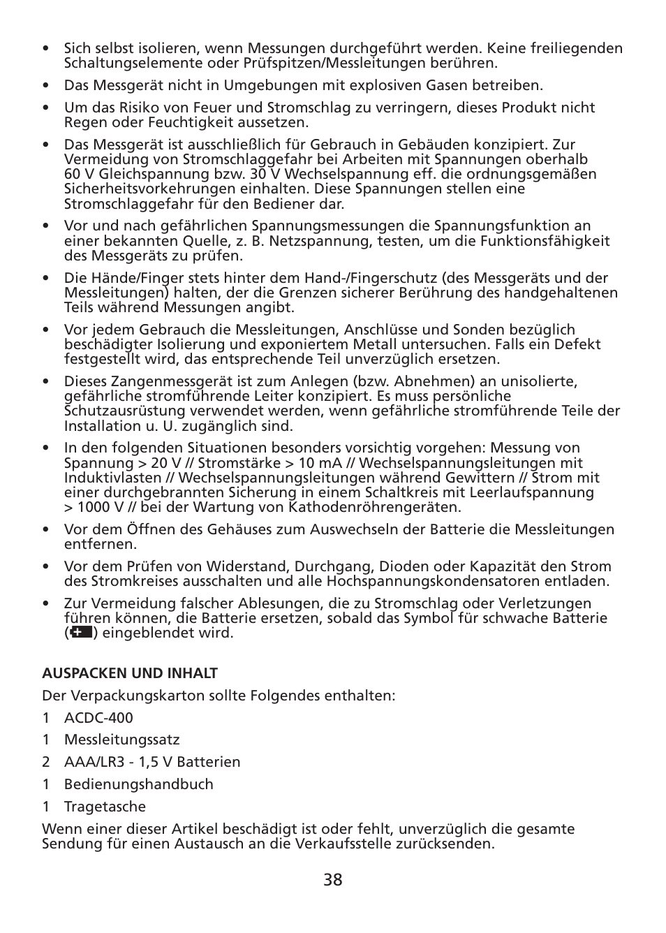 Amprobe ACDC-400 Digital-Clamp-On-Multimeter User Manual | Page 39 / 98