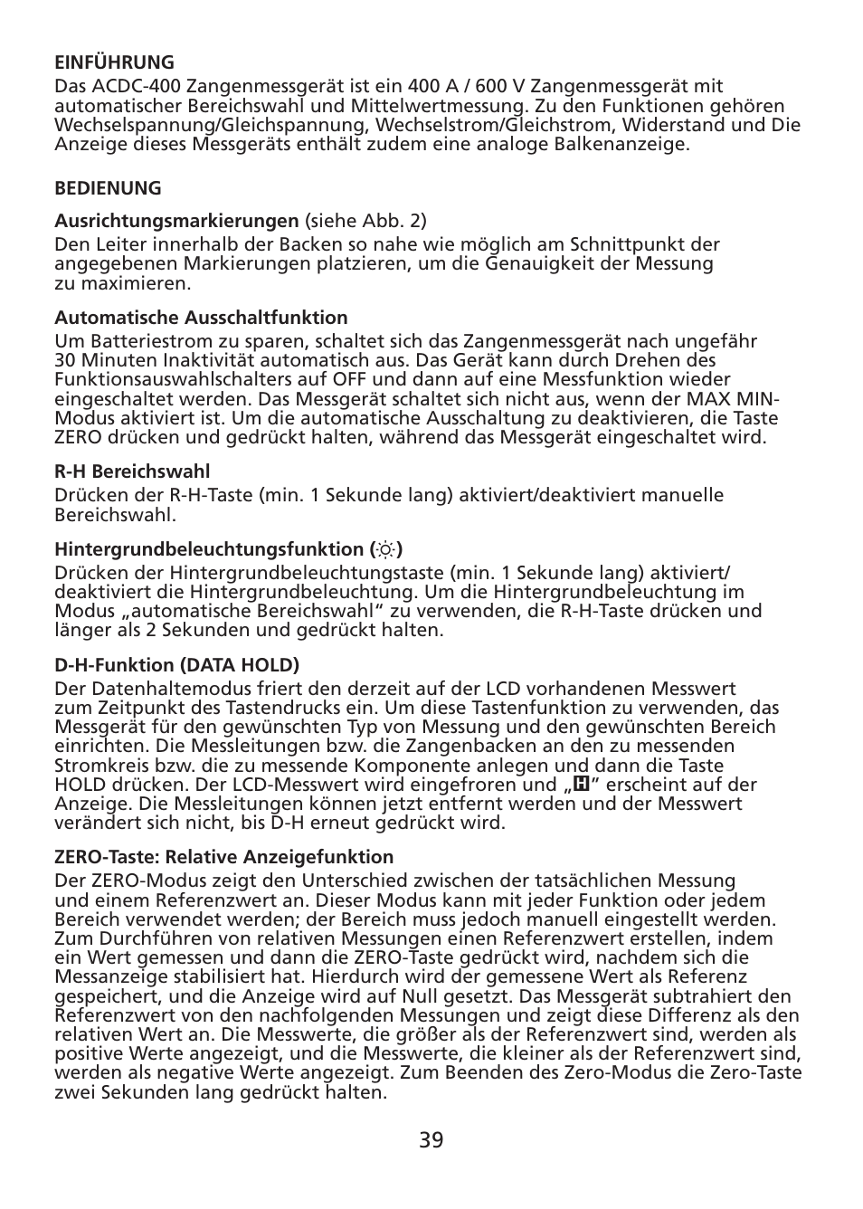 Amprobe ACDC-400 Digital-Clamp-On-Multimeter User Manual | Page 40 / 98