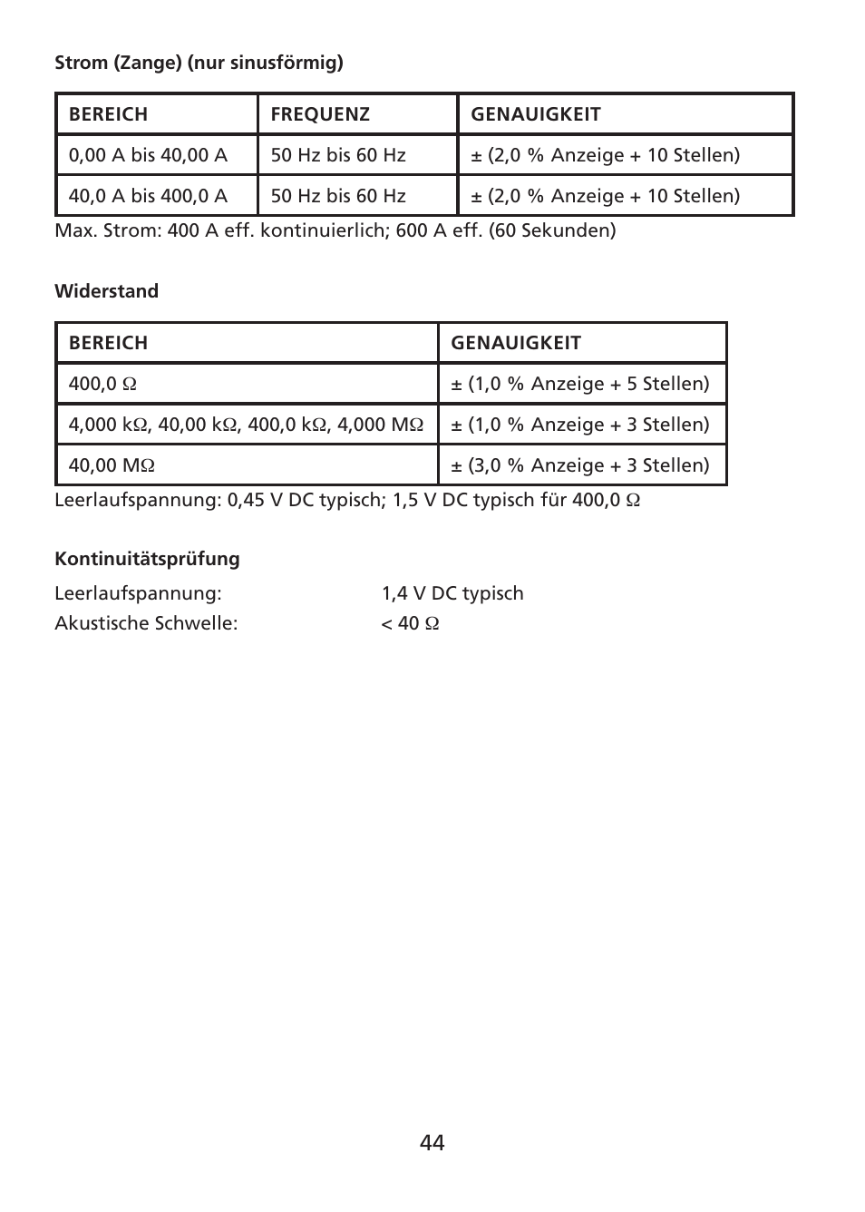 Amprobe ACDC-400 Digital-Clamp-On-Multimeter User Manual | Page 45 / 98