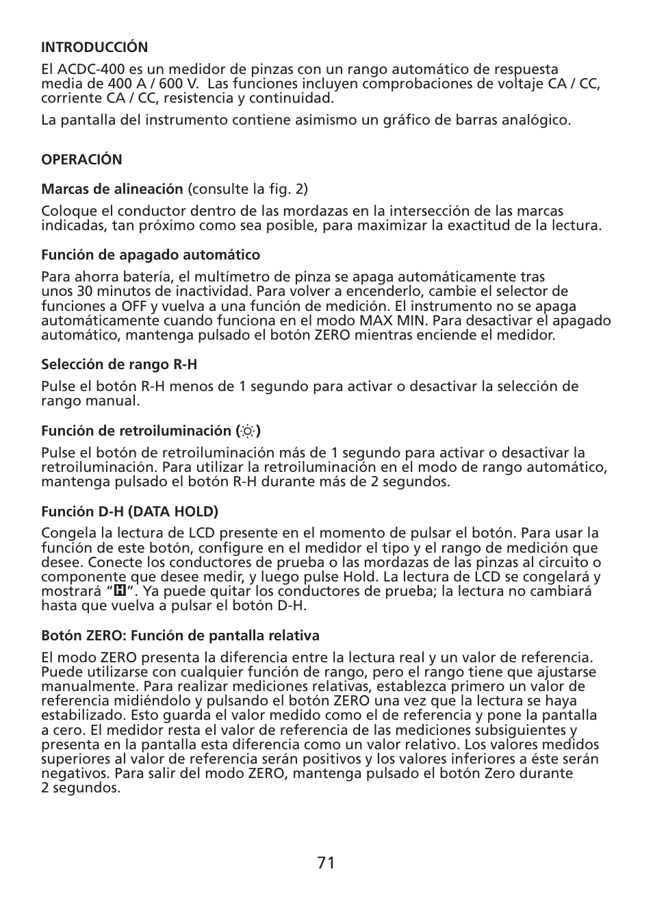 Amprobe ACDC-400 Digital-Clamp-On-Multimeter User Manual | Page 72 / 98