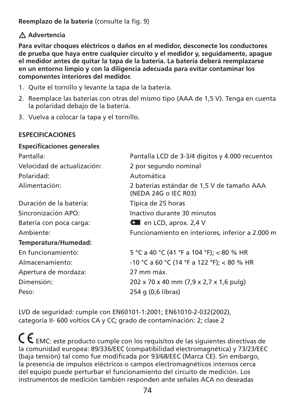 Amprobe ACDC-400 Digital-Clamp-On-Multimeter User Manual | Page 75 / 98