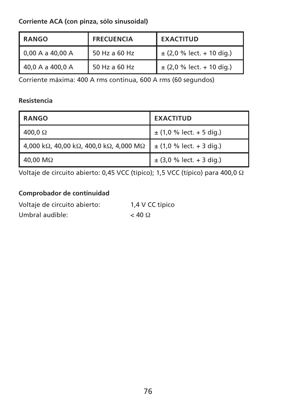 Amprobe ACDC-400 Digital-Clamp-On-Multimeter User Manual | Page 77 / 98
