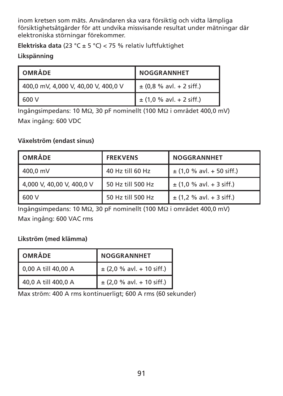 Amprobe ACDC-400 Digital-Clamp-On-Multimeter User Manual | Page 92 / 98