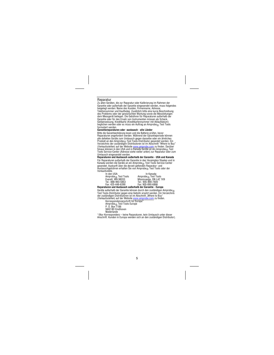Reparatur | Amprobe AD105A Clamp-Meter User Manual | Page 16 / 34