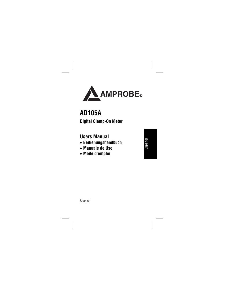 Español, Ad105a, Users manual | Amprobe AD105A Clamp-Meter User Manual | Page 18 / 34