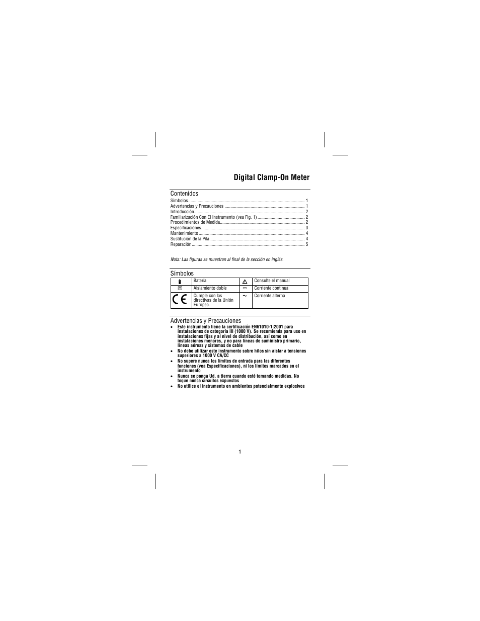 Digital clamp-on meter | Amprobe AD105A Clamp-Meter User Manual | Page 20 / 34