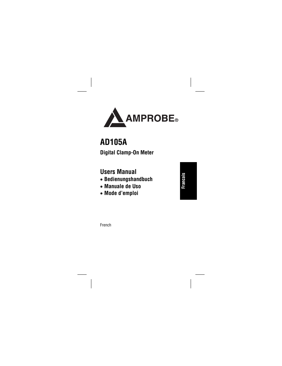 Français, Ad105a, Users manual | Amprobe AD105A Clamp-Meter User Manual | Page 26 / 34