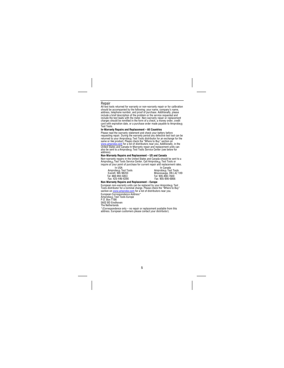 Repair | Amprobe AD105A Clamp-Meter User Manual | Page 8 / 34