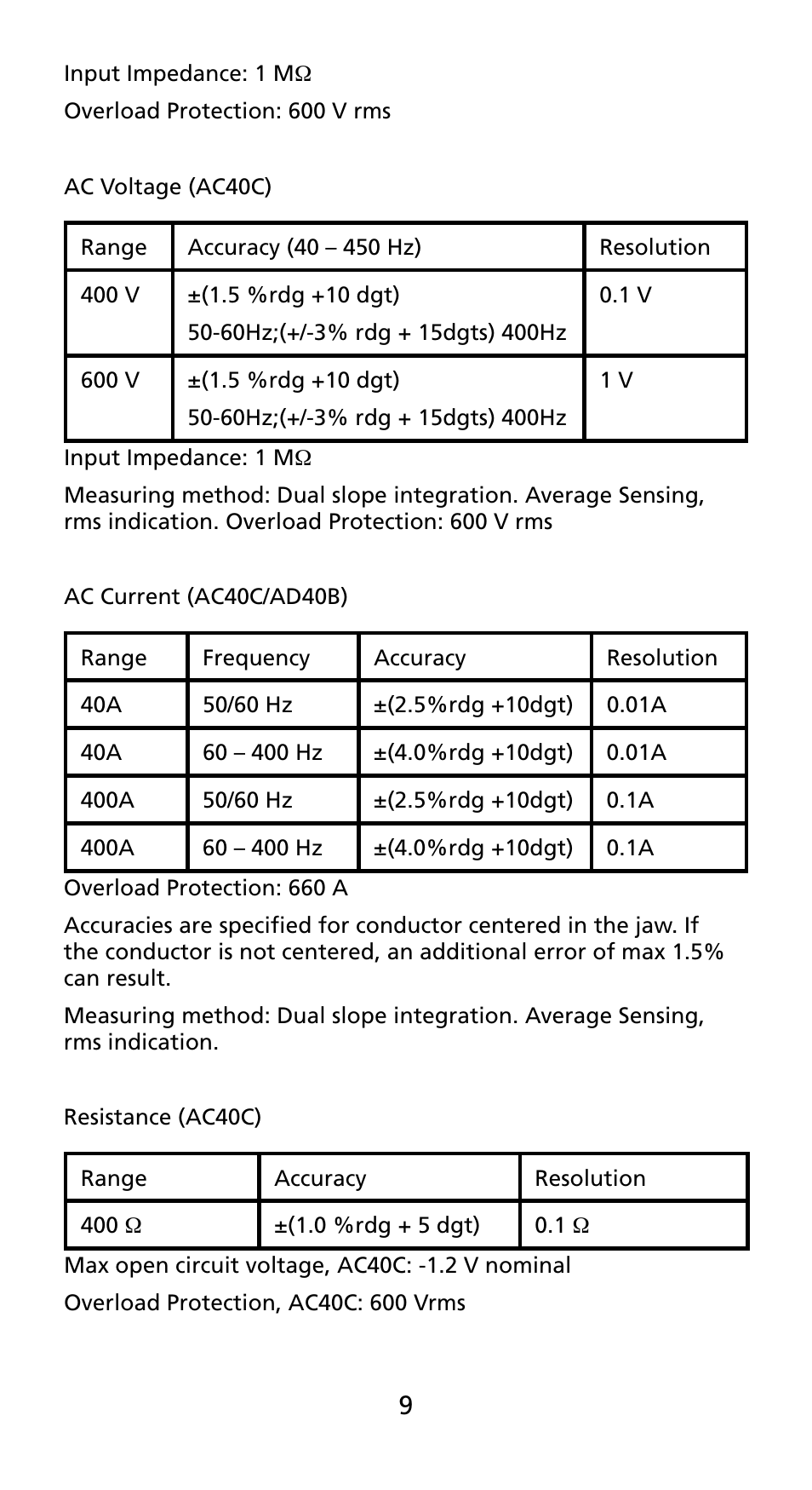 Amprobe AD40B AC40B Mini-Clamp-Meters User Manual | Page 11 / 46