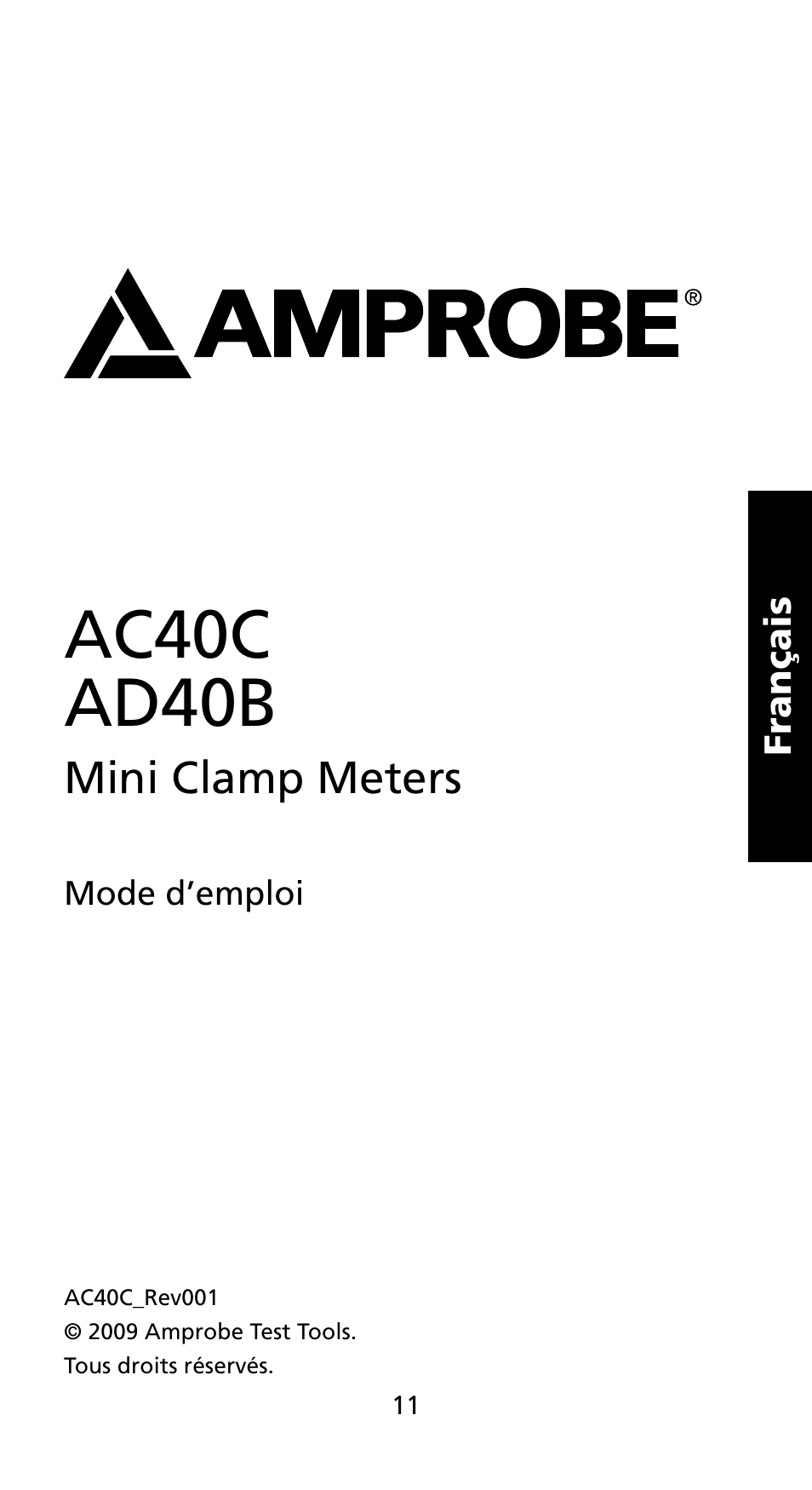Ac40c ad40b | Amprobe AD40B AC40B Mini-Clamp-Meters User Manual | Page 13 / 46