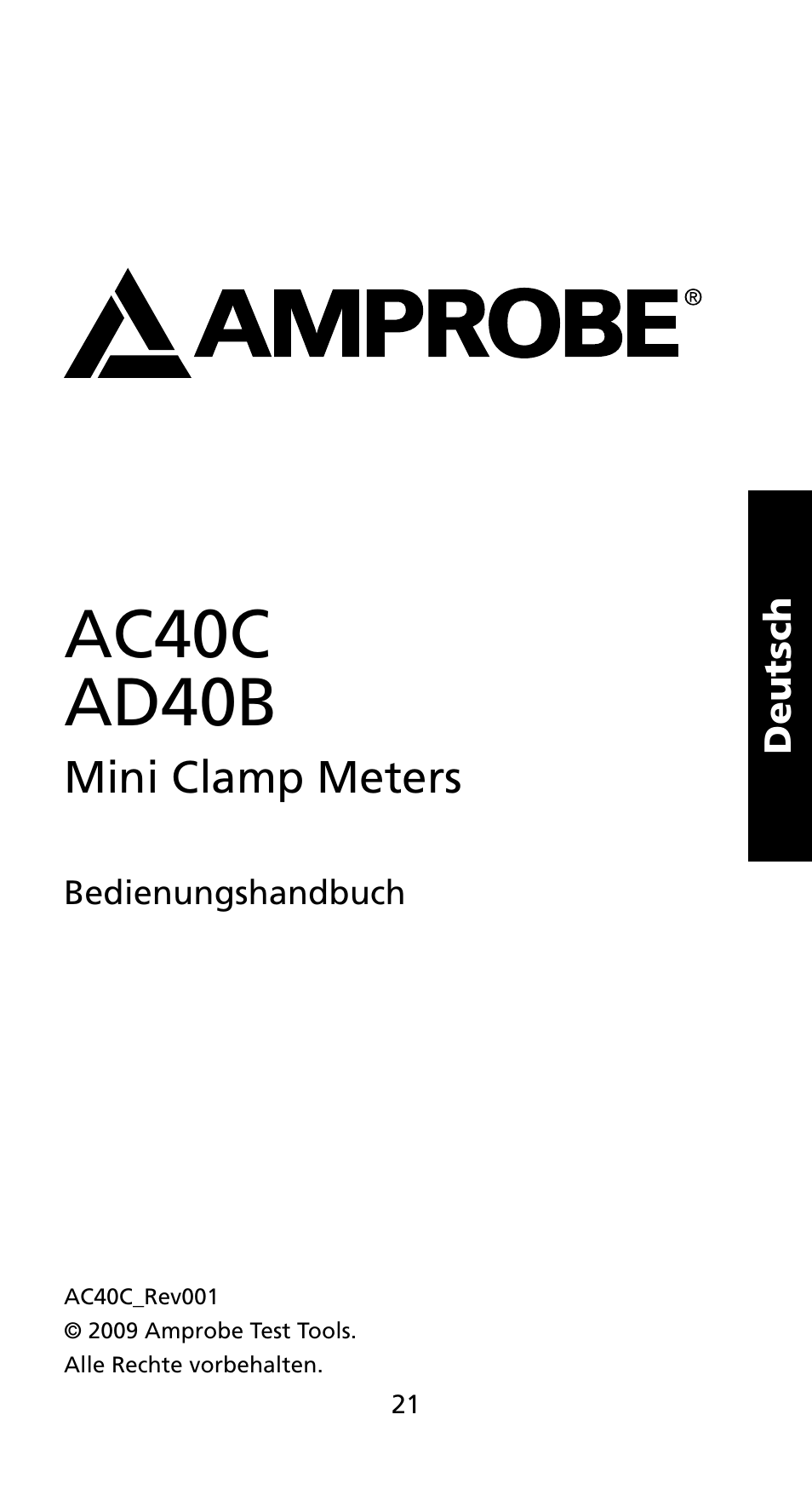Ac40c ad40b | Amprobe AD40B AC40B Mini-Clamp-Meters User Manual | Page 23 / 46