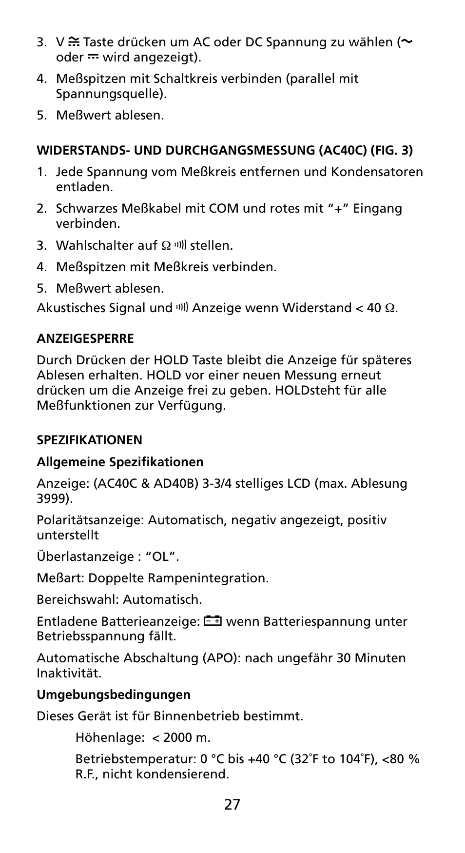 Amprobe AD40B AC40B Mini-Clamp-Meters User Manual | Page 29 / 46
