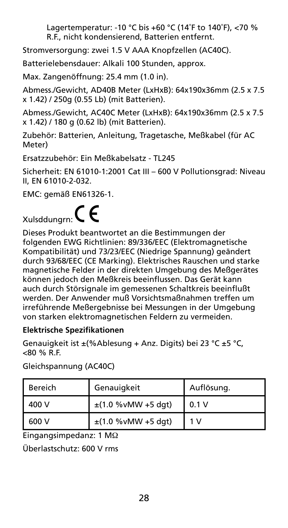 Amprobe AD40B AC40B Mini-Clamp-Meters User Manual | Page 30 / 46