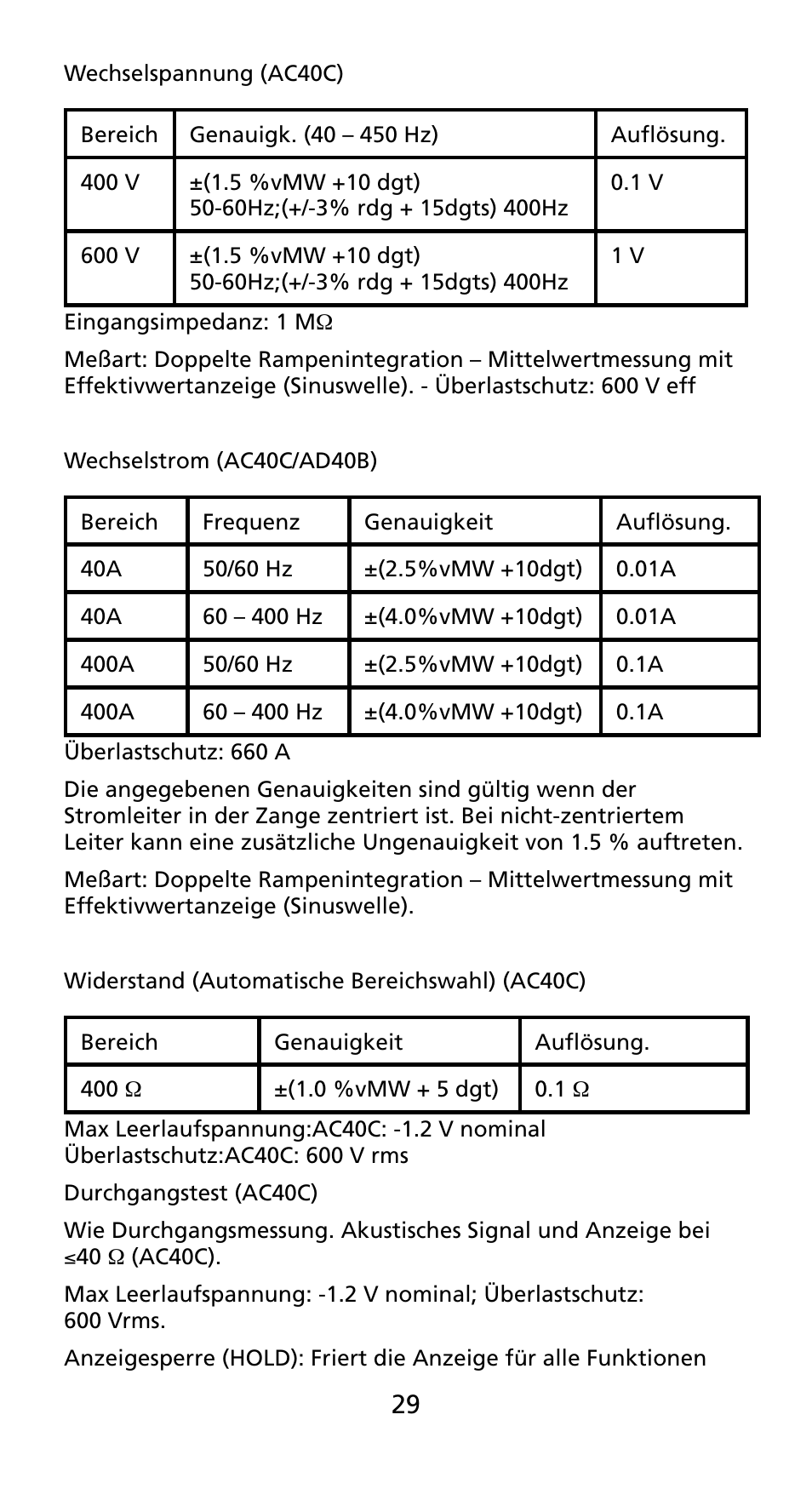Amprobe AD40B AC40B Mini-Clamp-Meters User Manual | Page 31 / 46