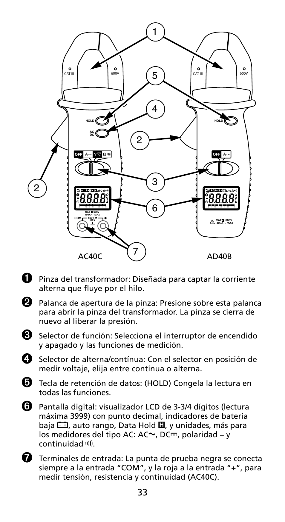Amprobe AD40B AC40B Mini-Clamp-Meters User Manual | Page 35 / 46