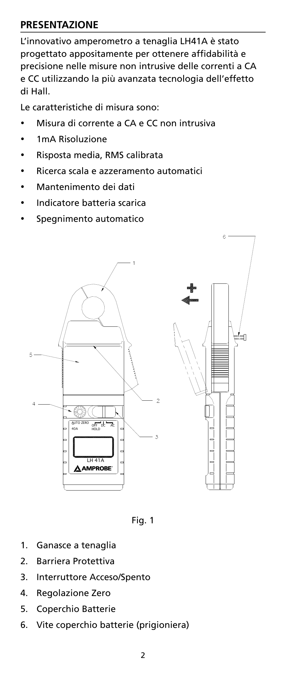 Presentazione | Amprobe LH41A Clamp-On-Ammeter User Manual | Page 35 / 53