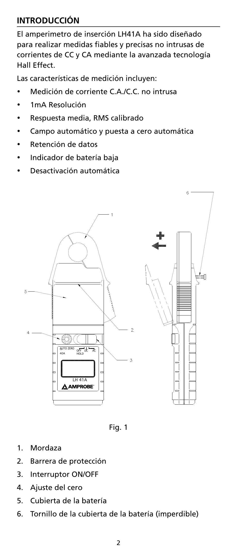 Introducción | Amprobe LH41A Clamp-On-Ammeter User Manual | Page 45 / 53