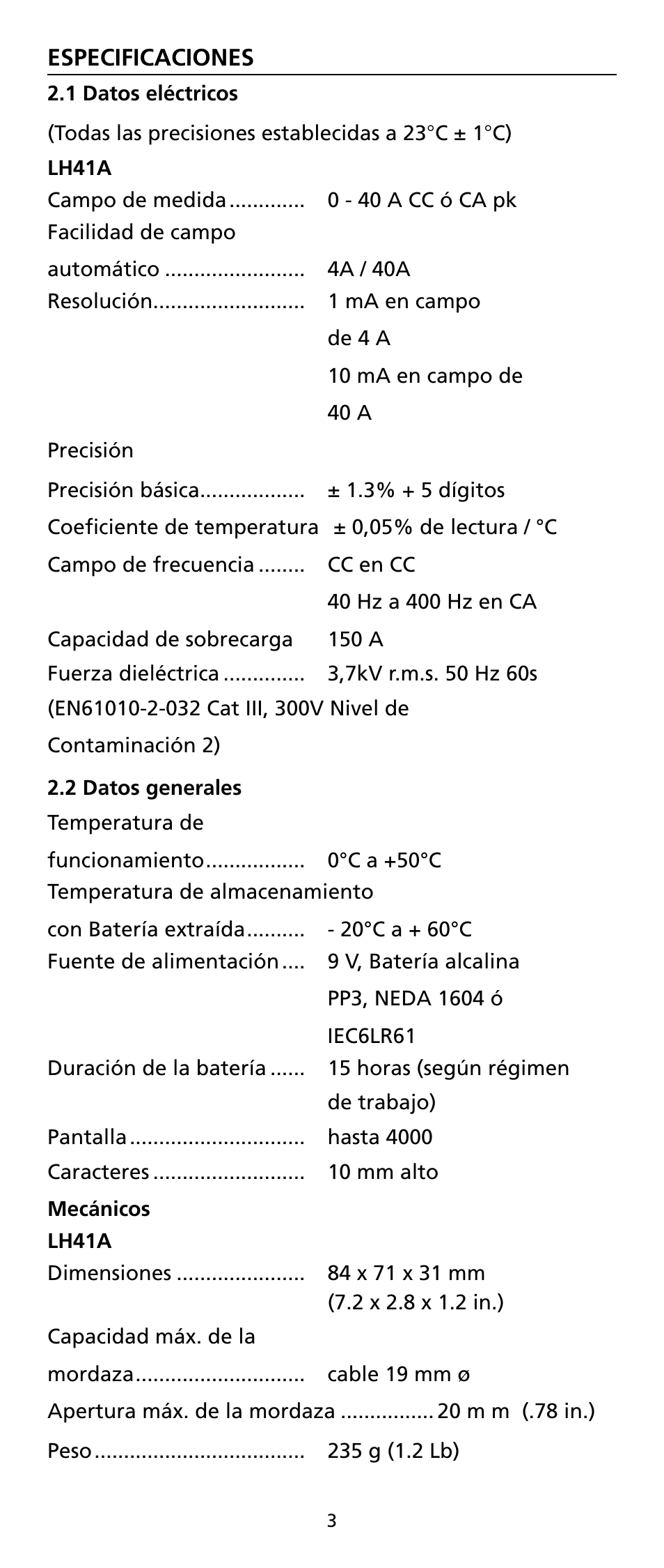 Amprobe LH41A Clamp-On-Ammeter User Manual | Page 46 / 53