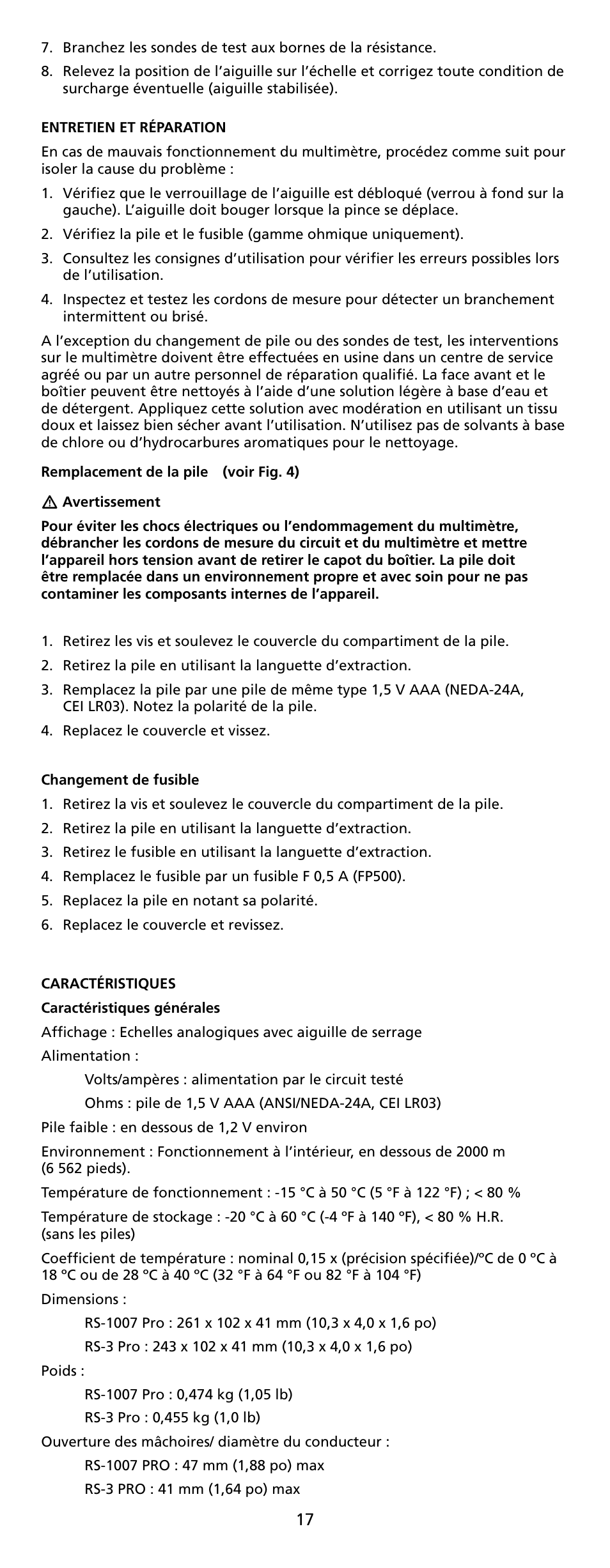 Amprobe RS-1007-PRO Analog-Clamp-Meter-Series User Manual | Page 19 / 64