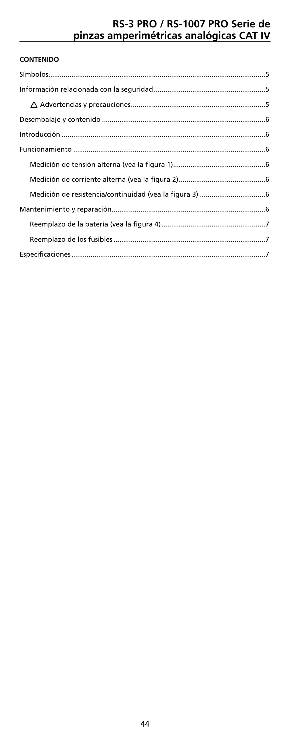 Amprobe RS-1007-PRO Analog-Clamp-Meter-Series User Manual | Page 46 / 64